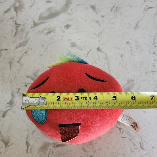 Livoti Toys Plush Emoji 6" RED Hot Face Glitter Tongue Rainbow Hair 2022 TAGs - Picture 4 of 7