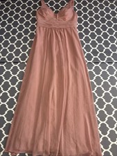 Azazie Blake Dress A14 Dusty Rose Cross Front Bridesmaid Maxi Chiffon Lace