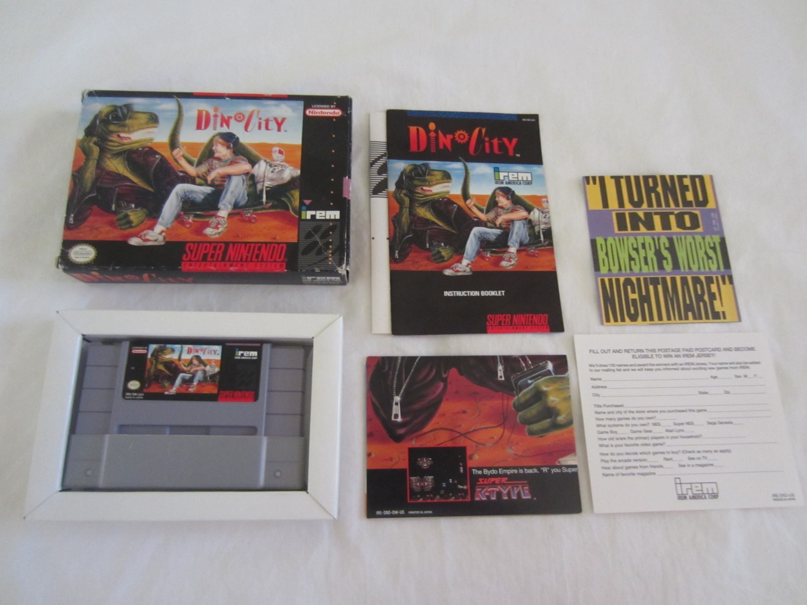 Dinocity (SNES) Super Nintendo CIB Complete 1992 + Poster IREM Dino City RARE