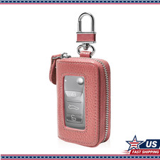 Leather Key Fob Holder Carabiner Zipper Waterproof Case Cars Trucks Color Pink Leather Key Fob Holder Carabiner Zipper Waterproof Case Cars Trucks Color Pink