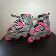 DBX ABEC 5 Adjustable Youth Inline Skates Pink Gray 64mm Wheels for Youth