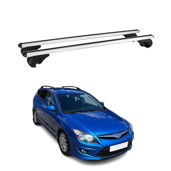 DachträGer GrundtäGer FüR Hyundai I30 Kombi 2007-2012 75Kg Alu Silber 2 Tlg-image