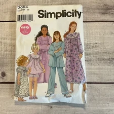 Simplicity 5382 Sewing Pattern Robe Nightgown Pajamas Sleepwear Girls 3-6 UNCUT