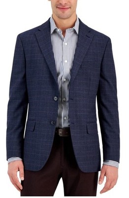 Tommy Hilfiger Men's Modern-Fit Flex Stretch Sport Coat Navy Pink Plaid 36S NWT