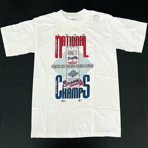 Vtg 1992 Atlanta Braves Back 2 Back NL Champions Tee T-Shirt M Single Stitch USA - Picture 2 of 8