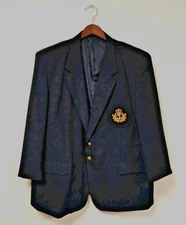 Mens Vintage Jolliman British Royal Navy Badge Navy Blue Blazer Jacket UK 52R