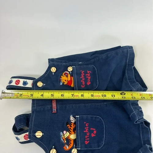Vintage Disney Winnie the Pooh 2000 Baseball 3/6M Shortalls Pitchin' Pal Buddy - Foto 5 di 8