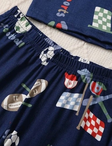 Boys 3 Piece sports themed PYJAMA SET T Shirt plus Shorts and long pants - Picture 4 of 5