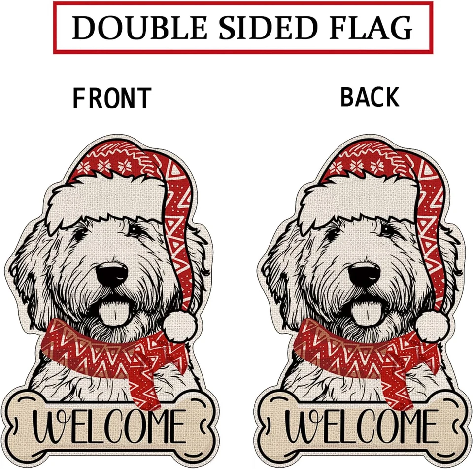 Christmas Dog Garden Flag Golden Doodle Cute Dog Welcome Garden Flags Double-Sid - Image 3 of 4