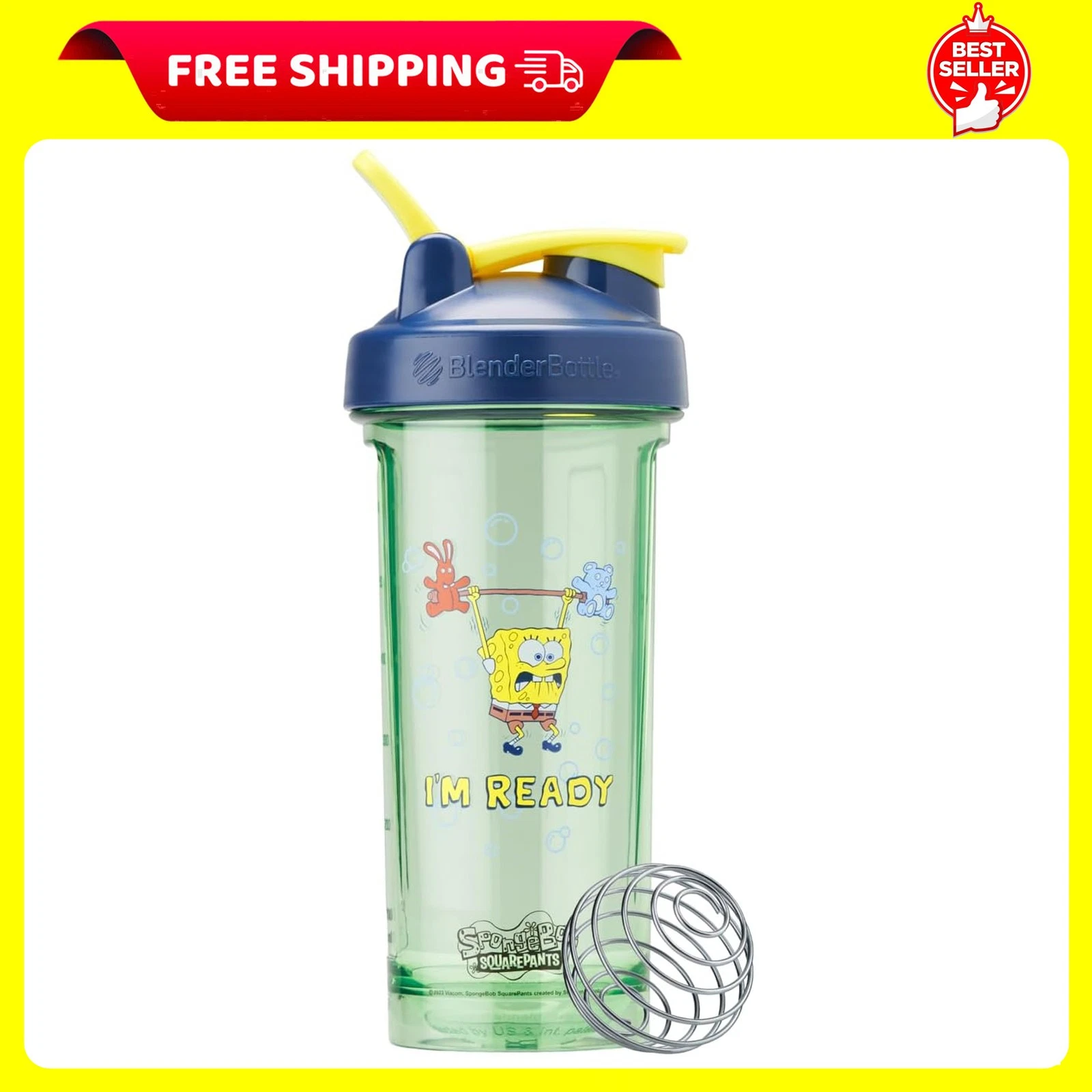 Blenderbottle Spongebob Shaker Bottle Pro Series Perfect for Protein Shakes and