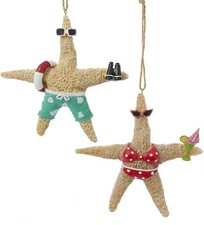 New Kurt Adler Beach Style Starfish Couple Decorative Holiday Christmas Ornament