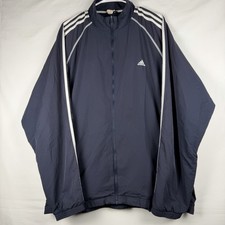Vintage Adidas 3 Stripes Windbreaker Track Jacket Navy Blue/White Men s Size XL