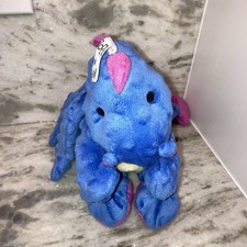 GoDog Dragon Periwinkle Large Plush Squeaky Interactive Toss  Shake Dog Toy 11"
