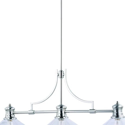 VAXCEL H0221 Beloit 3L Nickel Farmhouse Linear Chandelier Island Pendant Light - Picture 9 of 9