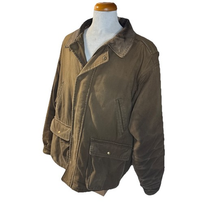 #ad Size XL Men’s Cabela#x27;s Jacket Canvas Leather Collar $39.00