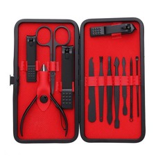 Manicure Set Pedicure Kit Stainless Steel 12 Pcs Toe Finger Nail Black