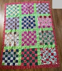 Vintage Handmade Quilt 1960s Red Floral 80x70 — photo 1