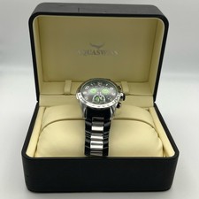 AQUASWISS Reloj Cronógrafo Hombre Reloj Deportivo Suizo Plateado Negro Verde Nuevo en Caja