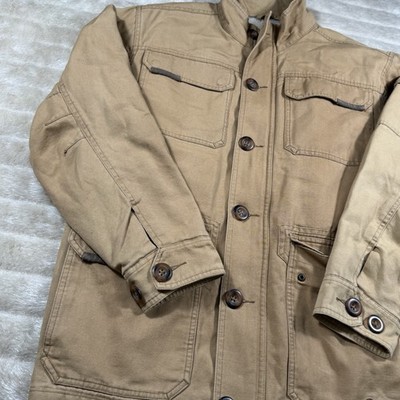Cabela's Mens Large L Sherpa Lined Workwear Jacket Heavy Soft Primaloft Coat Tan