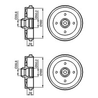2X Bosch Bremstrommeln Hinten Passend FÜR Audi 50 80 Coupe Seat Cordoba Ibiza