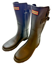 Hunter Women's Original Short Rain Boot Refined B Strap Matte Black Boots Size 9