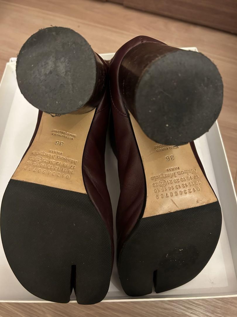 Maison Margiela Tabi Heel Boots Shoes Women Size 36 Burgundy