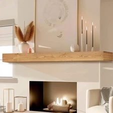 Rustic Solid Wood Fireplace Mantel - Wall Mounted Floating Shelf 60x8x3
