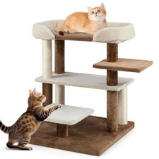 2-in-1 Cat Stairs  Tree - 4-Tier Platforms with Sisal Scratching Posts, Gray