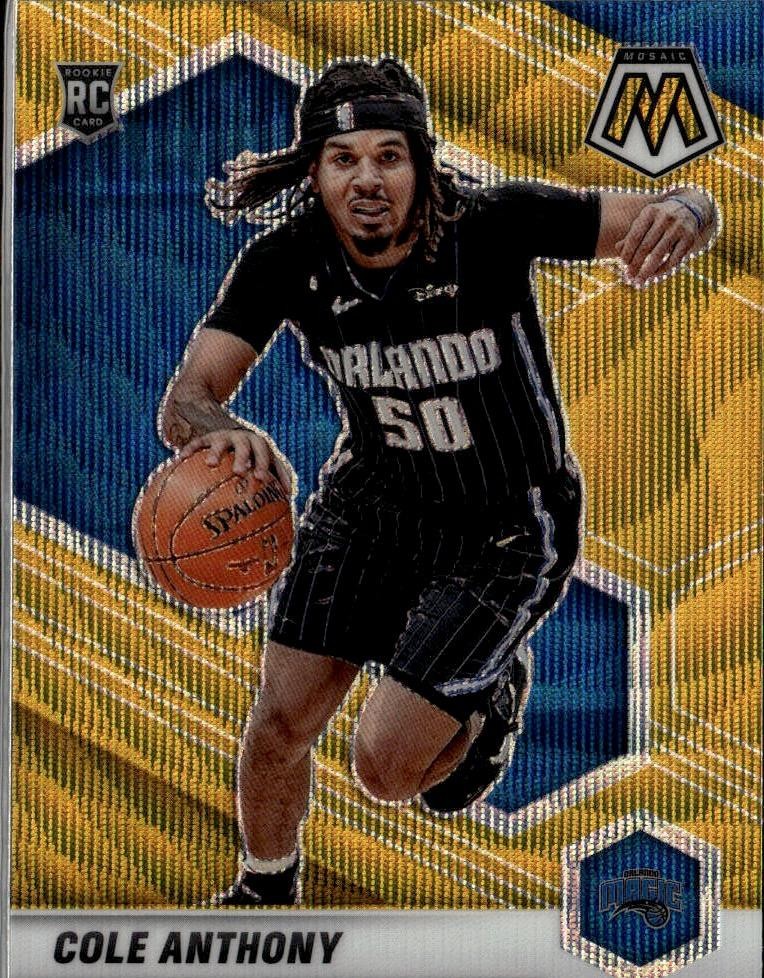 2020-21 Panini Mosaic #207 Cole Anthony Mosaic Gold Wave