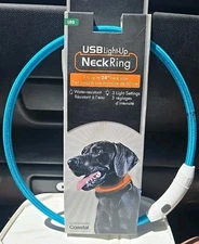 Coastal Pet USB Blue Light-Up Neck Ring For Dogs, Fits Up To 24", Rechargeable 