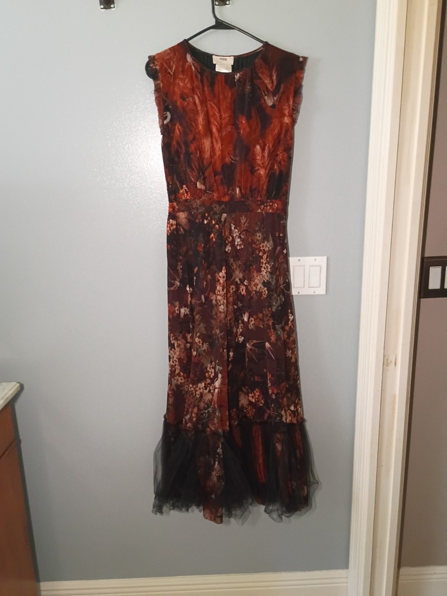 knee length dresses for ladies Fuzzi Jean Paul Gaultier Dress Navy Floral Print Stretch Mesh Size Lar –  Celebrity Owned