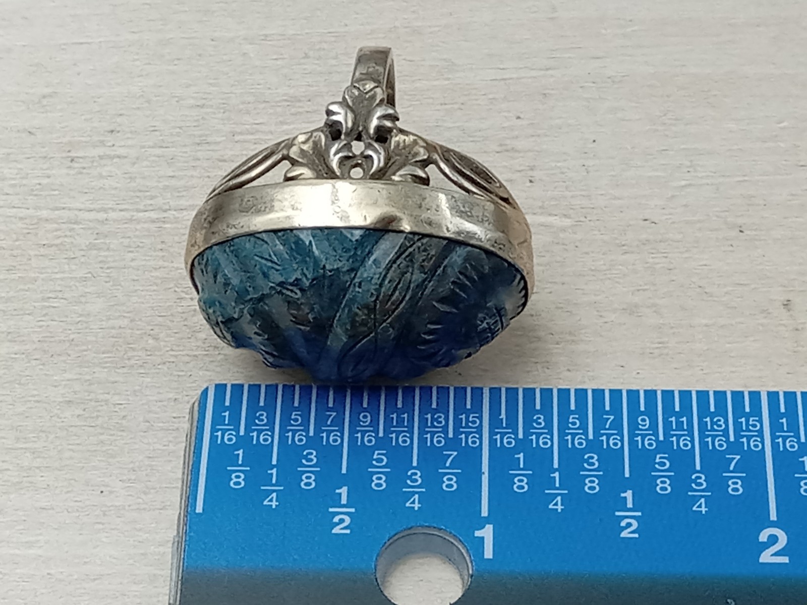 Big Sterling Silver Statement Ring Oval Carved Bl… - image 11
