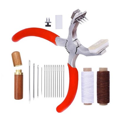 Stitching Hole Punch ,4mm Silent Leather Hand Pliers(Rhombus 4 Teeth and 2 Te...