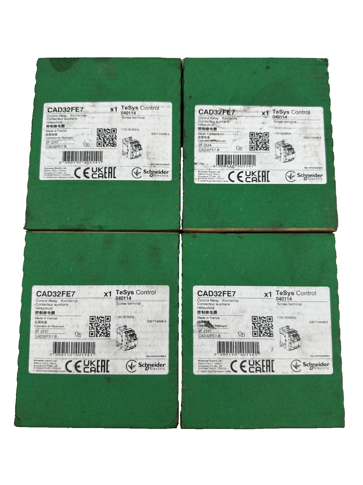 Relais de contrôle Schneider Electric CAD32FE7 pour automatisme industriel lot de 4 pièces
