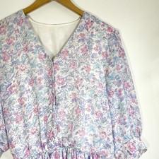 Vintage Dress Ladies Long Retro Floral Long Sleeved Spring Size M