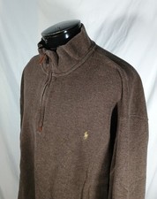 Vintage Polo Ralph Lauren 1/4 Zip Sweater Brown Long Sleeve Men's 2XLT 2XL Tall