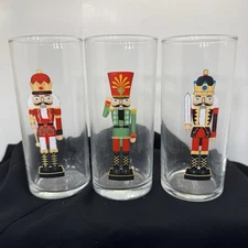Nutcracker Glasses Libbey Set Of 3 Christmas Tumbler Collin’s Juice 5 1/4” Tall