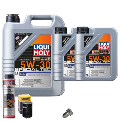 Motoröl 5W30 LIQUI MOLY 7L+HENGST Ölfilter+Ölschlammspülung+Ölablassschraube