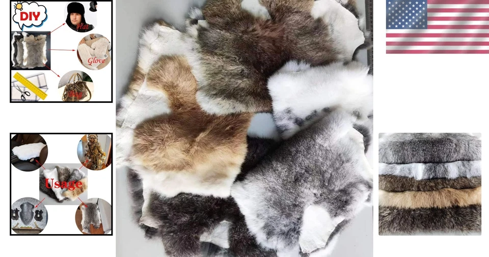 Piel de conejo natural piel de cuero para manualidades, paquete de 6 Foto 2 de 4