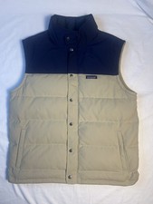 Patagonia Men’s Bivy Down Vest Large Ash Tan / Navy Non-Reversible Excellent