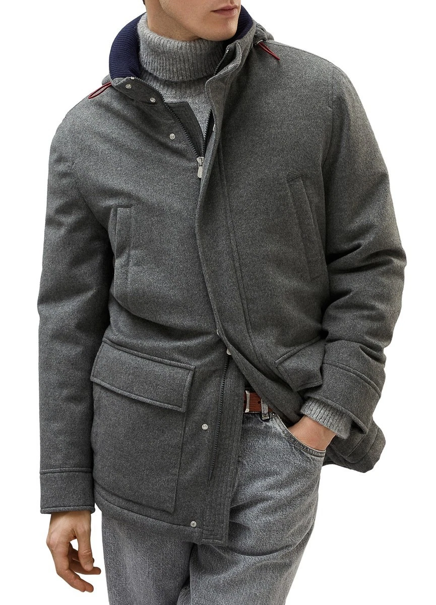 Brunello Cucinelli — BRUNELLO CUCINELLI Cashmere Thermore Padded Long Parka Jacket Coat 52 Euro Large