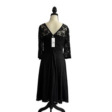 Witchy Vamp Black Lace Fit & Flare Cocktail Party Dress 3/4 Sleeve Women's M NWT