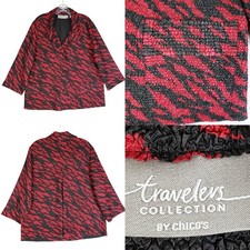 Chico  s Traveler  s Jacket Blazer Women  s Size 2 US Large L Crinkle Black Red