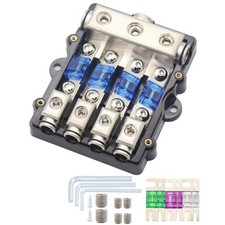 4 Way Amp Fuse Block ANL Holder Audio Subwoofer Amplifier 4 Gauge Wire in 8 G...