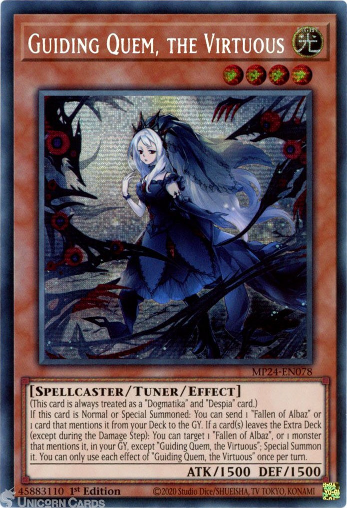 MP24-EN078 Guiding Quem, the Virtuous : Prismatic Secret Rare 1st Edition YuGiOh