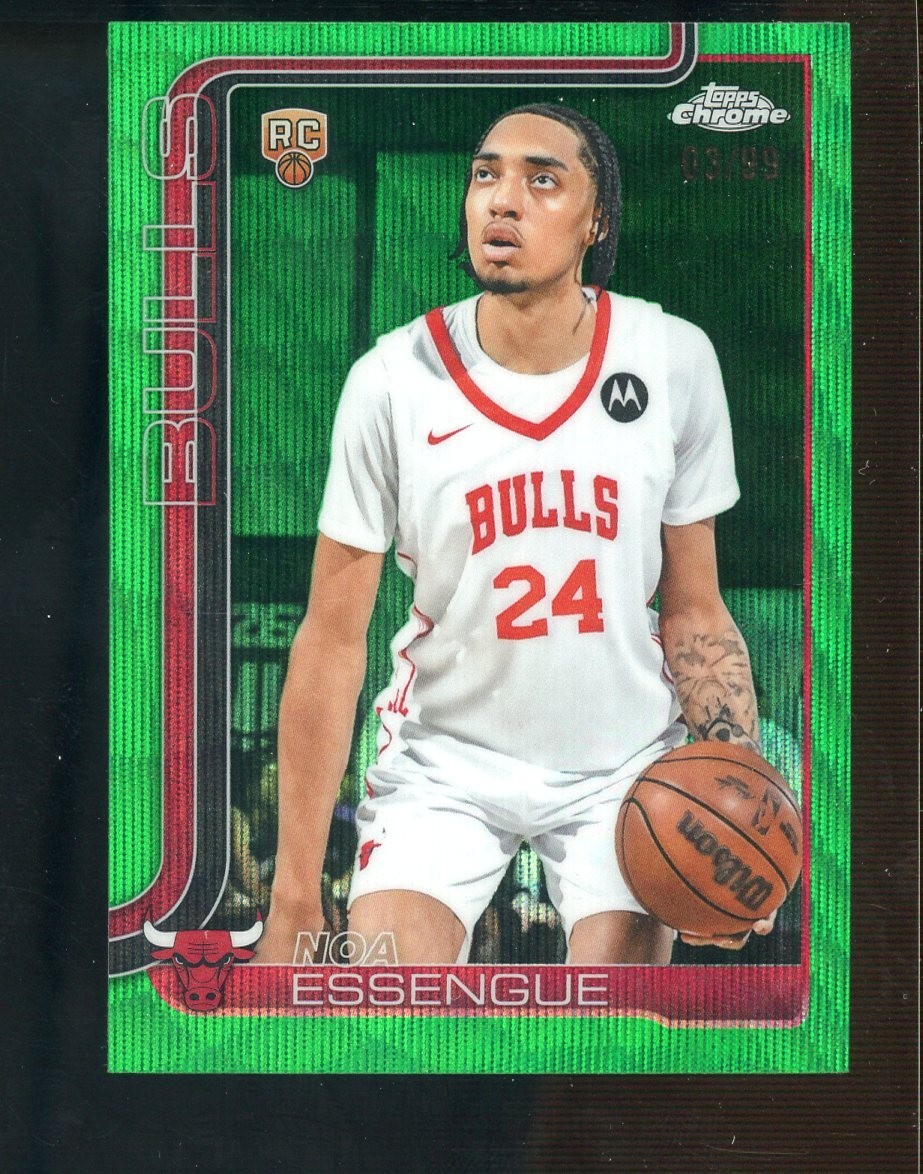 2025-26 Topps Chrome Green Wave Refractor #262 Noa Essengue RC Rookie 3/99