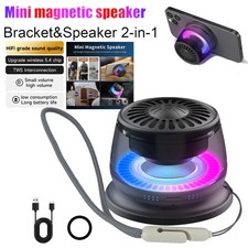 Portable Bluetooth Speaker with RGB Lights, Phone Holder, for Magnetic Outdoor