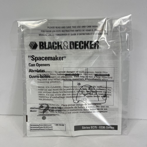Black &Decker Spacemaker Can Opener EC75-EC85 Instruction Booklet - Picture 3 of 12