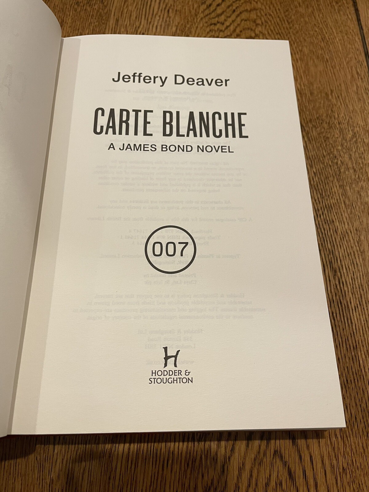 Jeffery Deaver Carte Blanche UK First Edition hardcover James Bond Ian