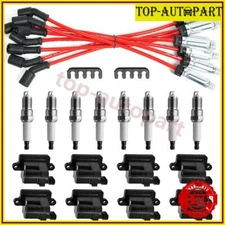 8 Pack Square Ignition Coil & Spark Plug Wire For Chevy GMC 4.8L 5.3L 6.0L 8.1L